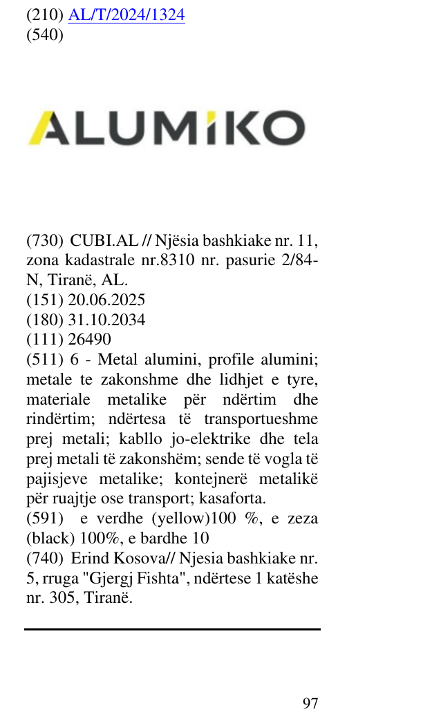 Zëri i markës ALUMIKO në buletin
