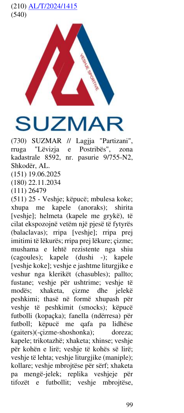 Zëri i markës VESHJE SPORTIVE. në buletin