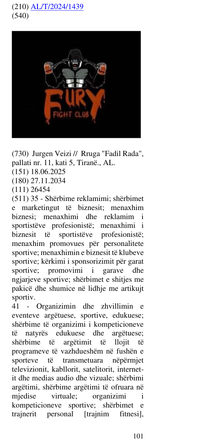 Zëri i markës FIGHT CLUB në buletin