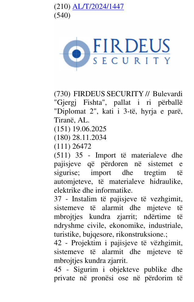Zëri i markës SECURITY në buletin