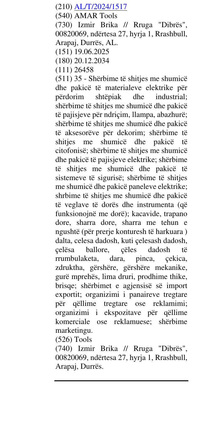 Zëri i markës AMAR Tools në buletin