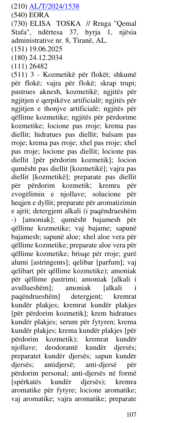 Zëri i markës EORA në buletin