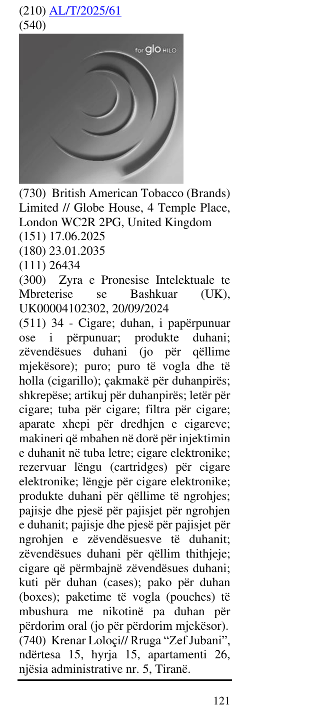 Zëri i markës FOR GLO HILO në buletin