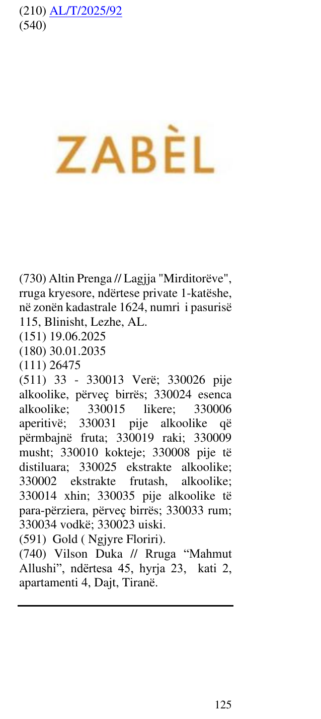 Zëri i markës ZABEL në buletin
