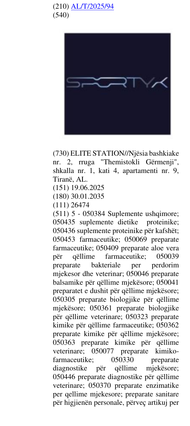 Zëri i markës SPORTYX në buletin