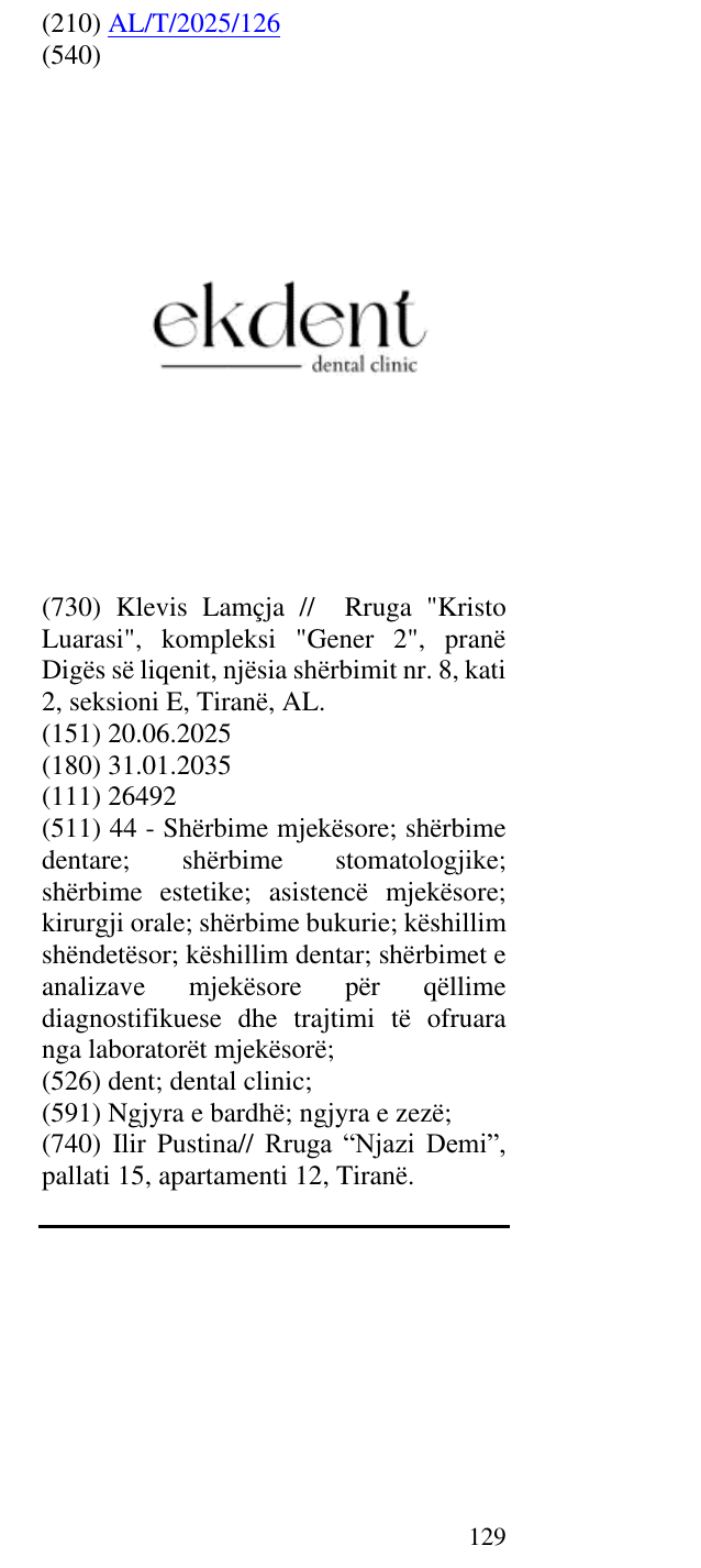 Zëri i markës dent; dental clinic; në buletin