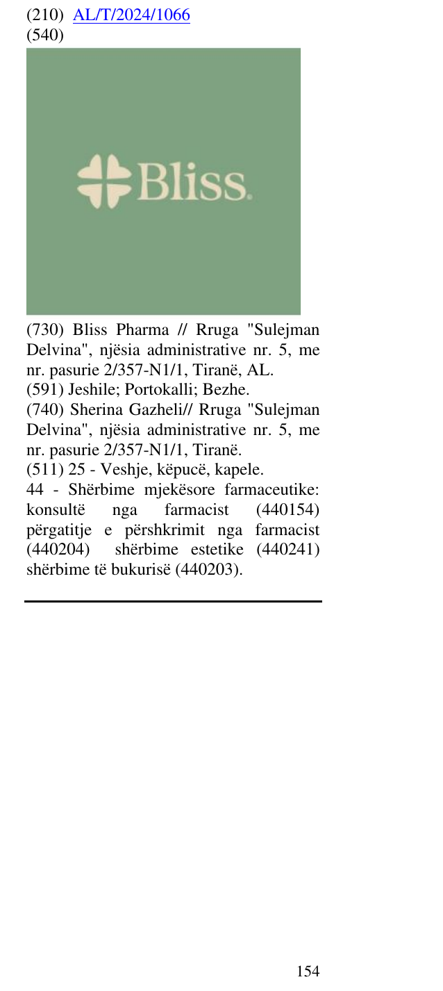 Zëri i markës Bliss në buletin