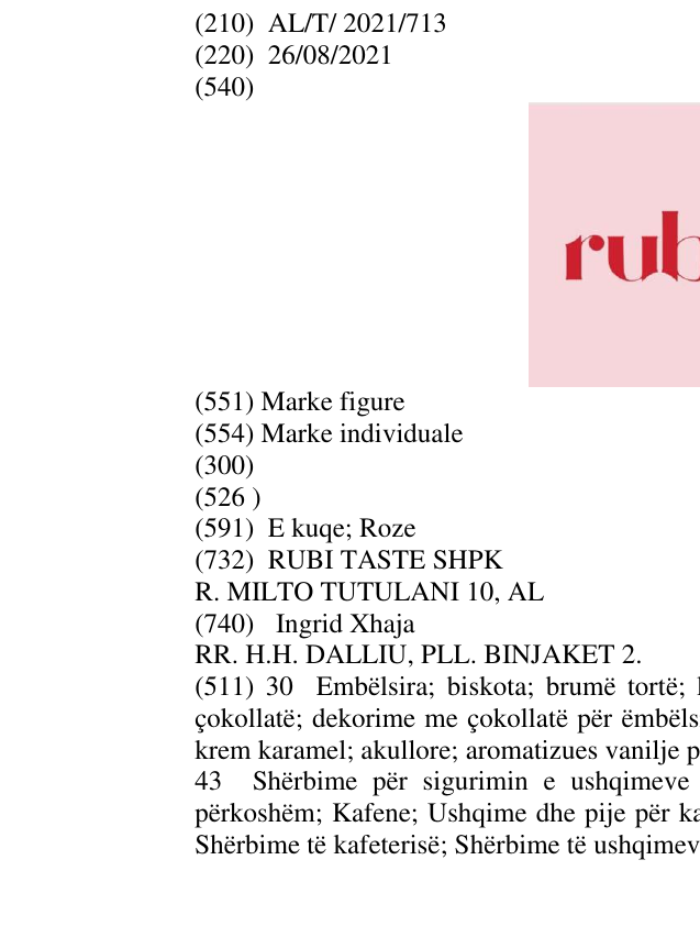 Zëri i markës Rubi në buletin