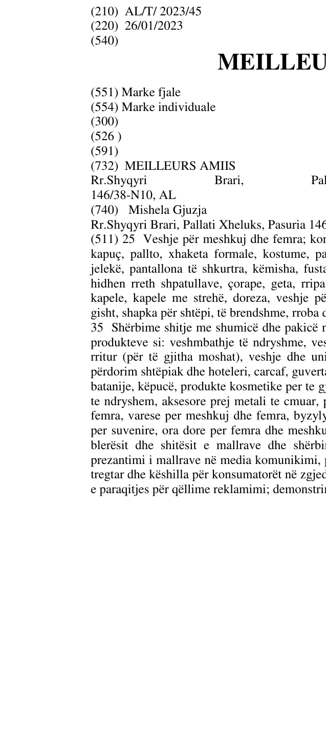 Zëri i markës MEILLEURS AMIIS në buletin