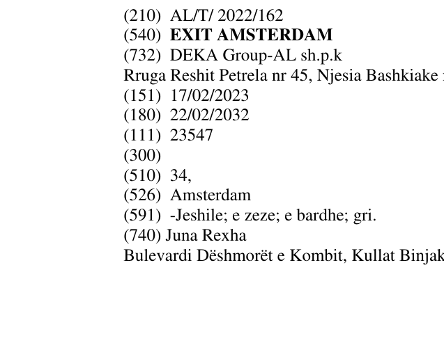 Zëri i markës EXIT AMSTERDAM në buletin