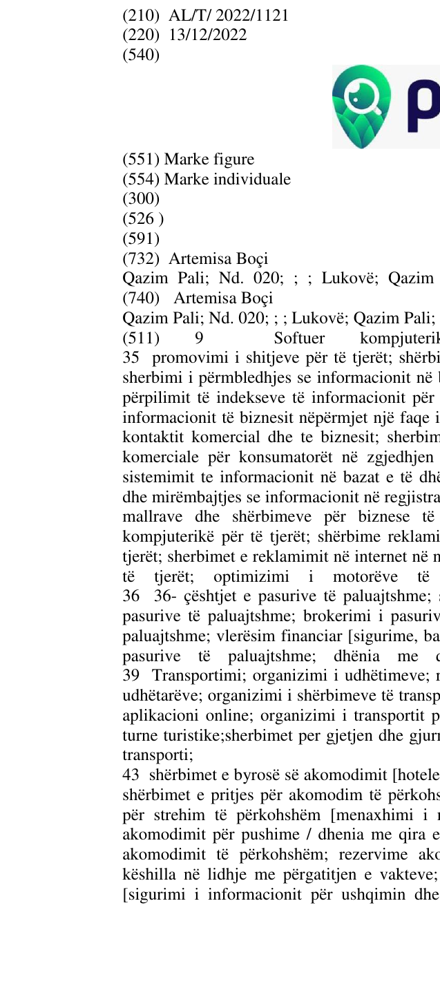 Zëri i markës pine në buletin