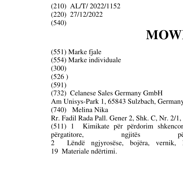 Zëri i markës MOWILITH në buletin