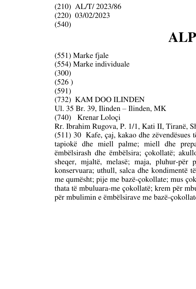 Zëri i markës ALPIKO në buletin