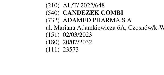 Zëri i markës CANDEZEK COMBI në buletin