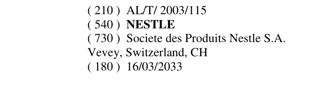 Zëri i markës NESTLE në buletin