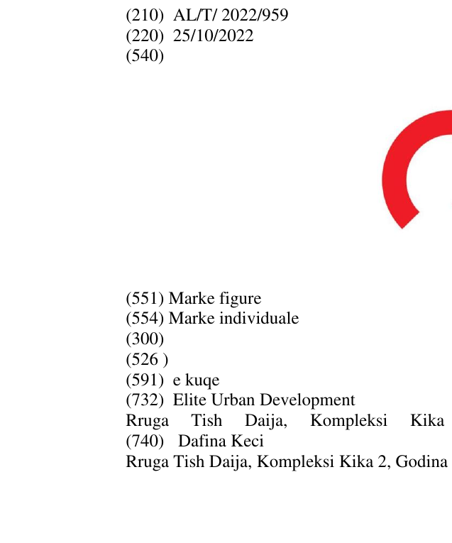 Zëri i markës AL/T/2022/959 në buletin