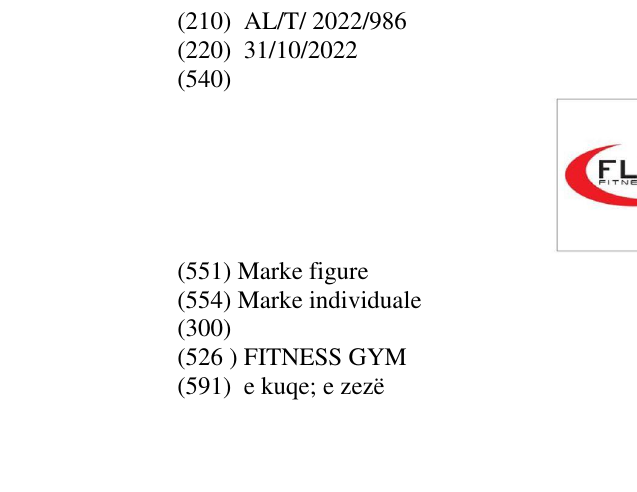 Zëri i markës FITNESS GYM në buletin
