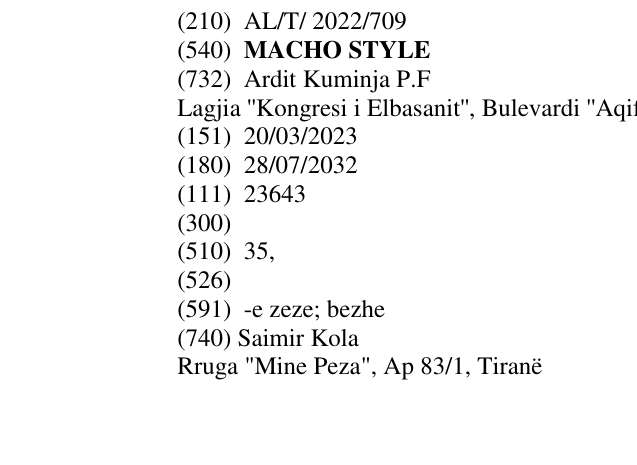 Zëri i markës MACHO STYLE në buletin
