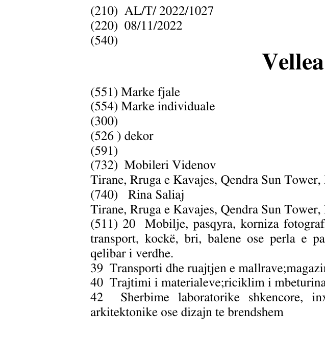Zëri i markës Vellea dekor në buletin