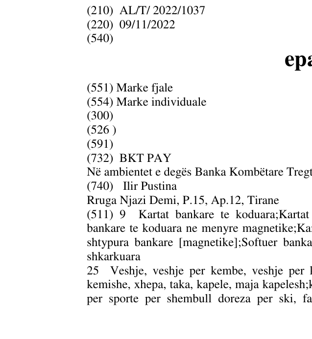 Zëri i markës epara në buletin
