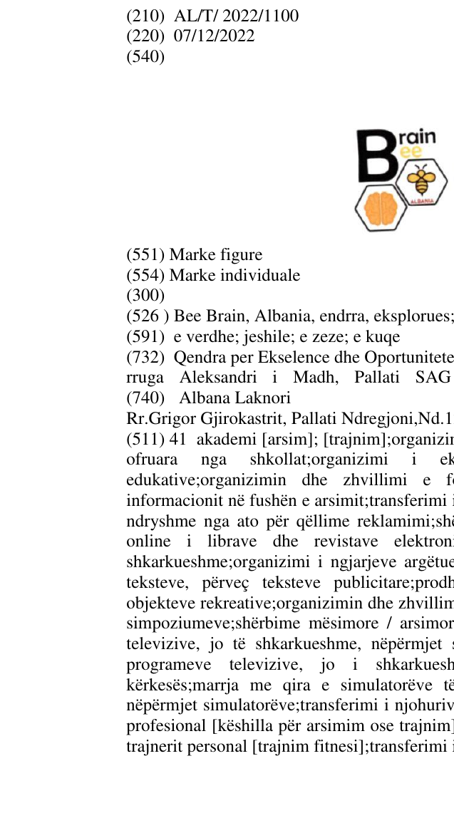 Zëri i markës Bee Brain, Albania, endrra, eksplorues;Qendra per Ekselence dhe Oportunitete në buletin
