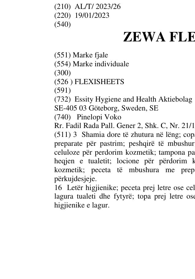 Zëri i markës ZEWA FLEXISHEETS në buletin