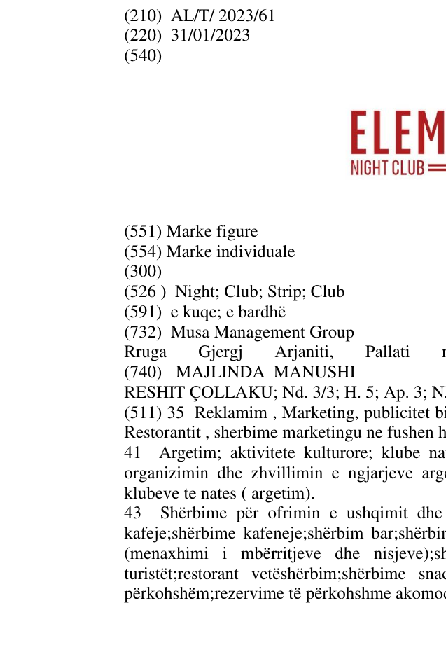 Zëri i markës Night; Club; Strip; Club në buletin