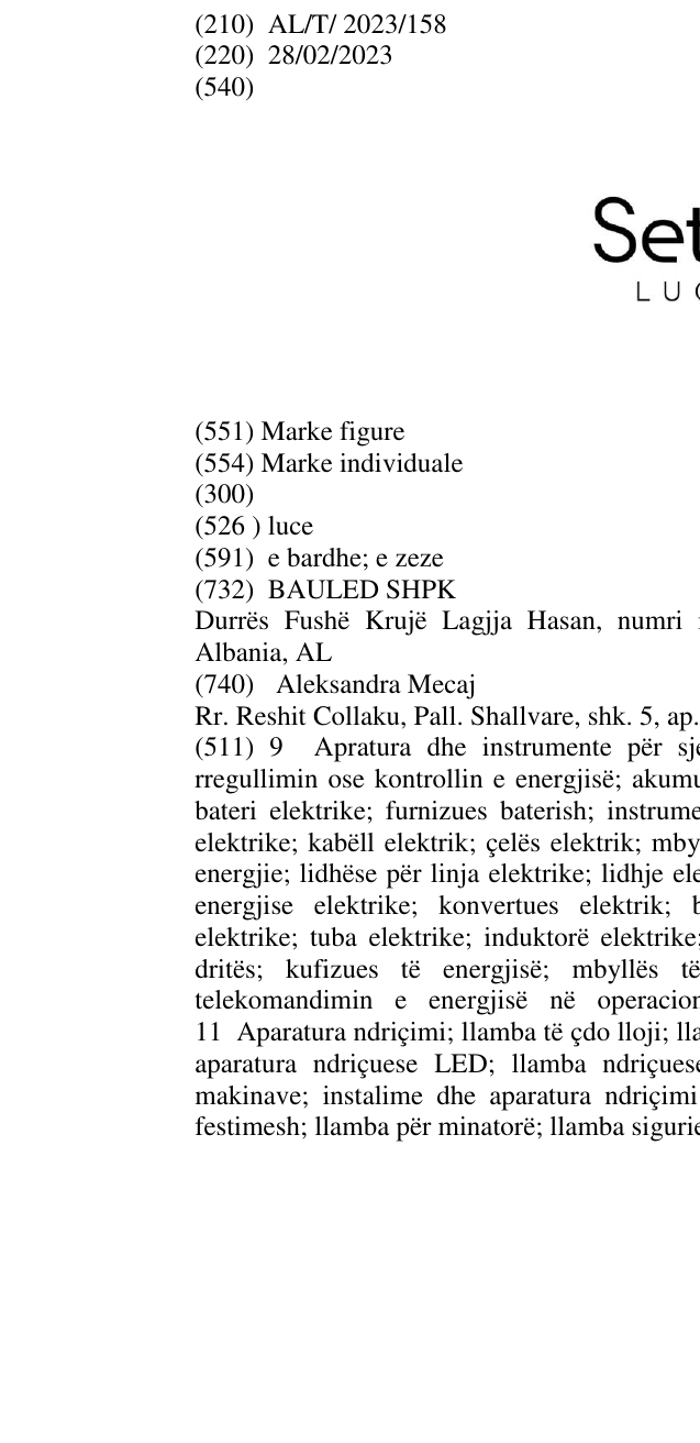 Zëri i markës luce në buletin