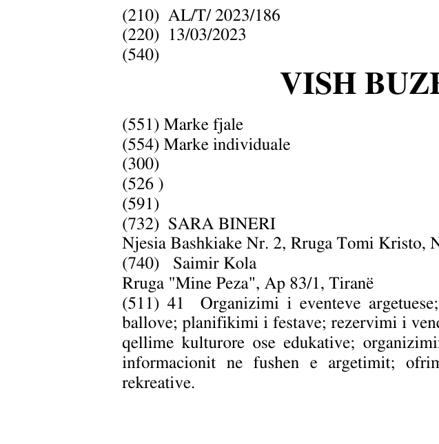 Zëri i markës VISH BUZEQESHJEN në buletin