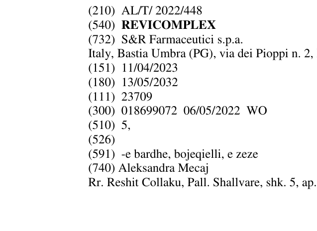 Zëri i markës REVICOMPLEX në buletin