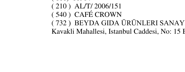Zëri i markës CAFÉ CROWN në buletin