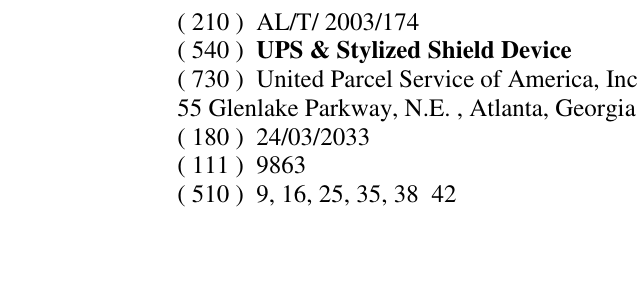 Zëri i markës UPS & Stylized Shield Device në buletin