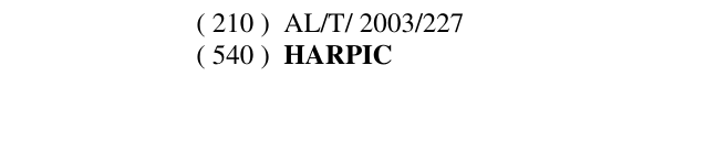 Zëri i markës HARPIC Buletini i Pronësisë Industriale 41 në buletin