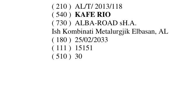 Zëri i markës KAFE RIO në buletin