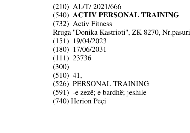 Zëri i markës ACTIV PERSONAL TRAINING në buletin