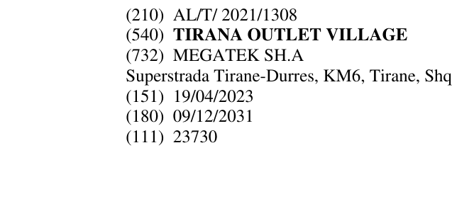 Zëri i markës TIRANA OUTLET VILLAGE në buletin