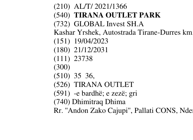 Zëri i markës TIRANA OUTLET PARK në buletin