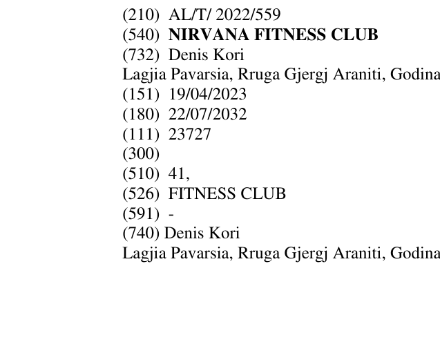 Zëri i markës NIRVANA FITNESS CLUB në buletin