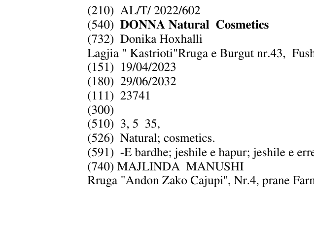 Zëri i markës DONNA Natural Cosmetics në buletin