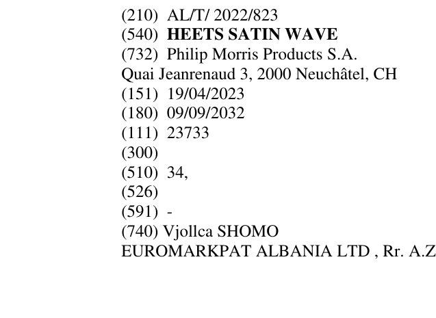 Zëri i markës HEETS SATIN WAVE në buletin