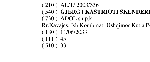 Zëri i markës GJERGJ KASTRIOTI SKENDERBEU në buletin