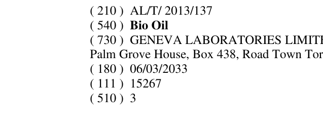 Zëri i markës Bio Oil në buletin