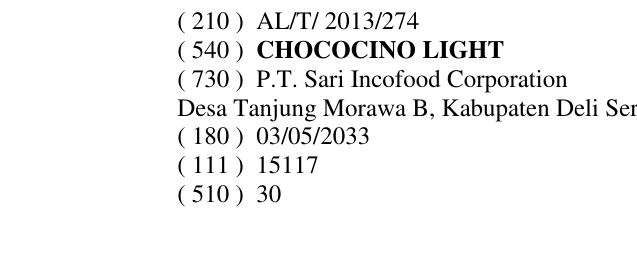 Zëri i markës CHOCOCINO LIGHT në buletin