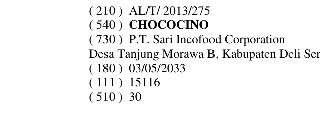 Zëri i markës CHOCOCINO në buletin