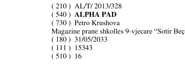 Zëri i markës ALPHA PAD në buletin