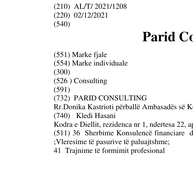 Zëri i markës Parid Consulting në buletin