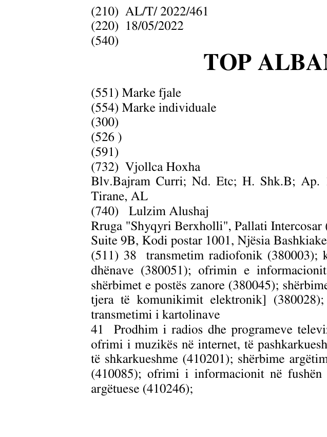 Zëri i markës TOP ALBANIA RADIO në buletin