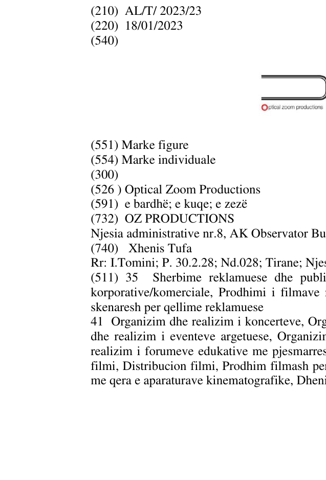Zëri i markës Optical Zoom Productions në buletin