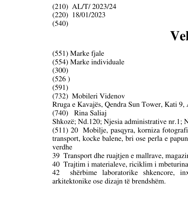 Zëri i markës Vellea në buletin