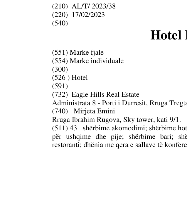Zëri i markës Hotel Bristol në buletin